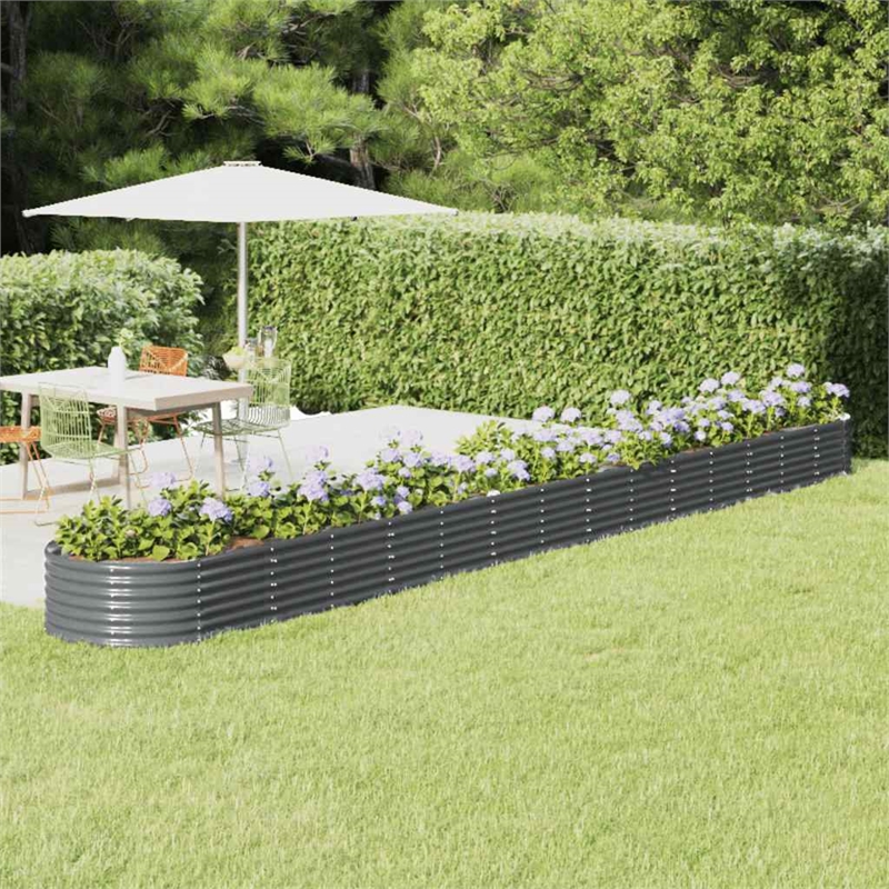 vidaXL Large Powder-Coated Steel Raised Garden Bed in Anthracite