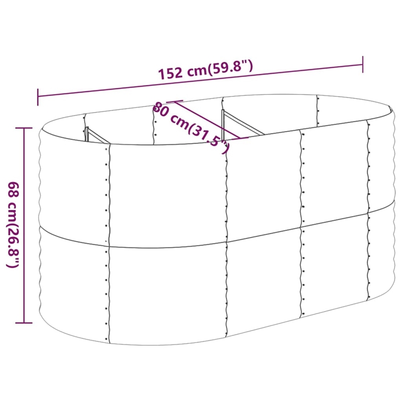 vidaXL Large Powder-Coated Steel Raised Garden Bed in Gray
