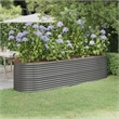 vidaXL Large Powder-Coated Steel Raised Garden Bed in Gray