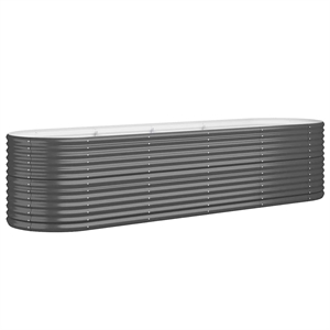 vidaXL Large Powder-Coated Steel Raised Garden Bed in Anthracite