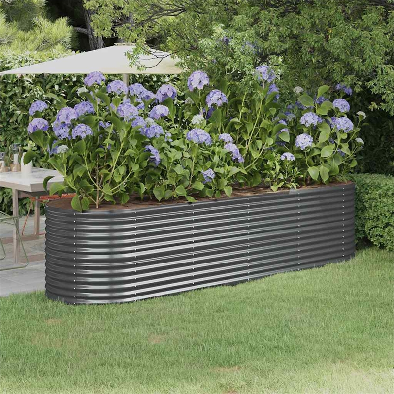 vidaXL Large Powder-Coated Steel Raised Garden Bed in Anthracite