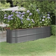 vidaXL Large Powder-Coated Steel Raised Garden Bed in Anthracite