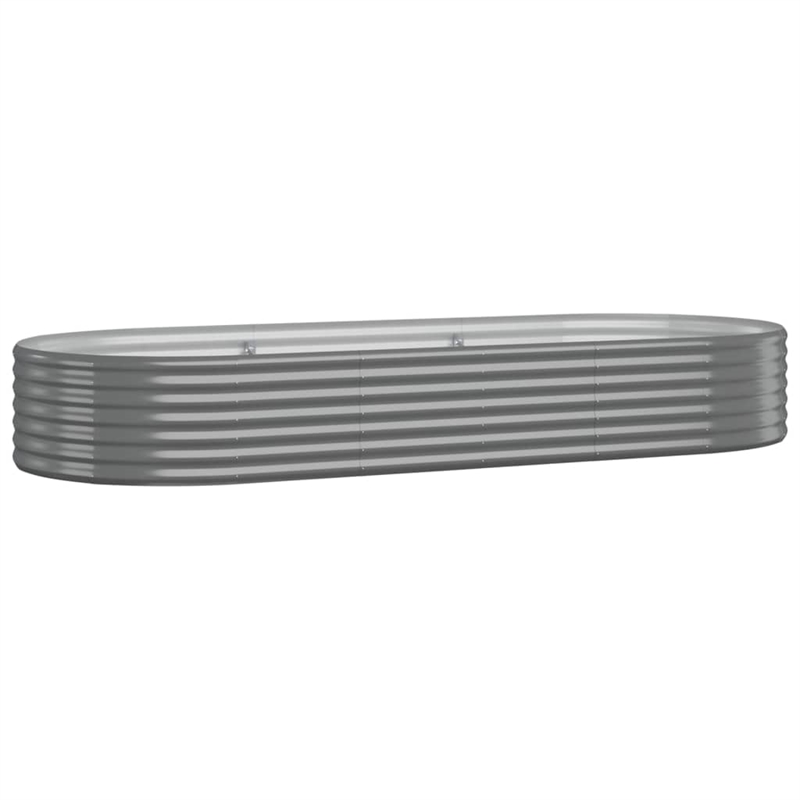 vidaXL Powder-Coated Steel Raised Garden Bed in Gray