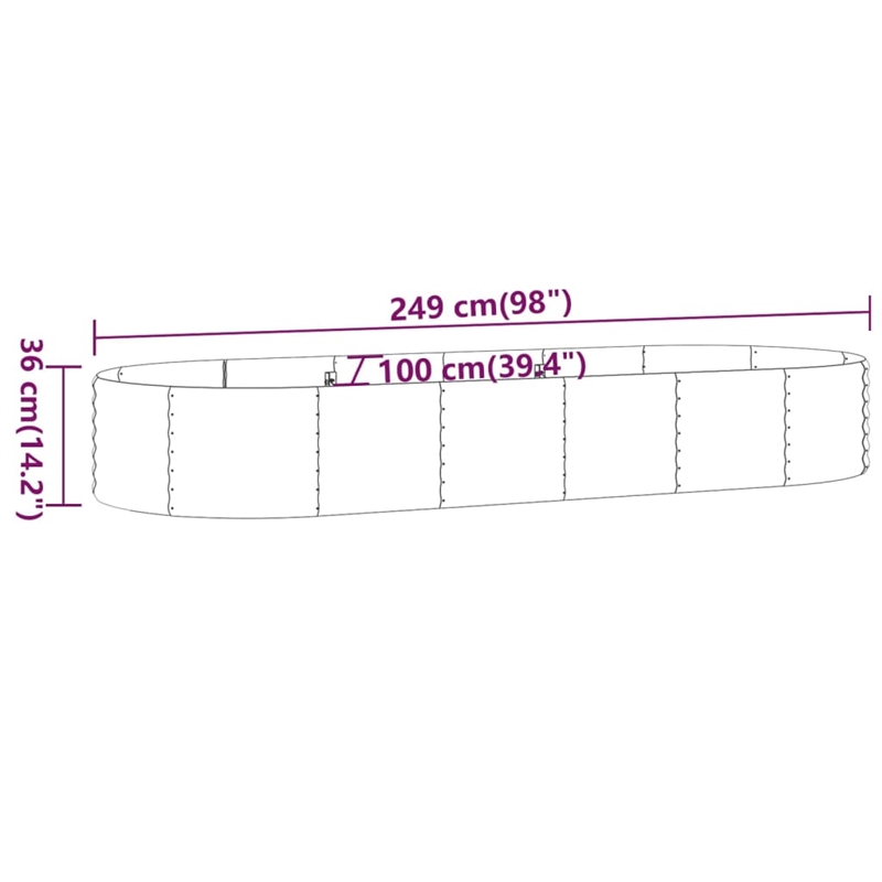vidaXL Powder-Coated Steel Raised Garden Bed in Gray
