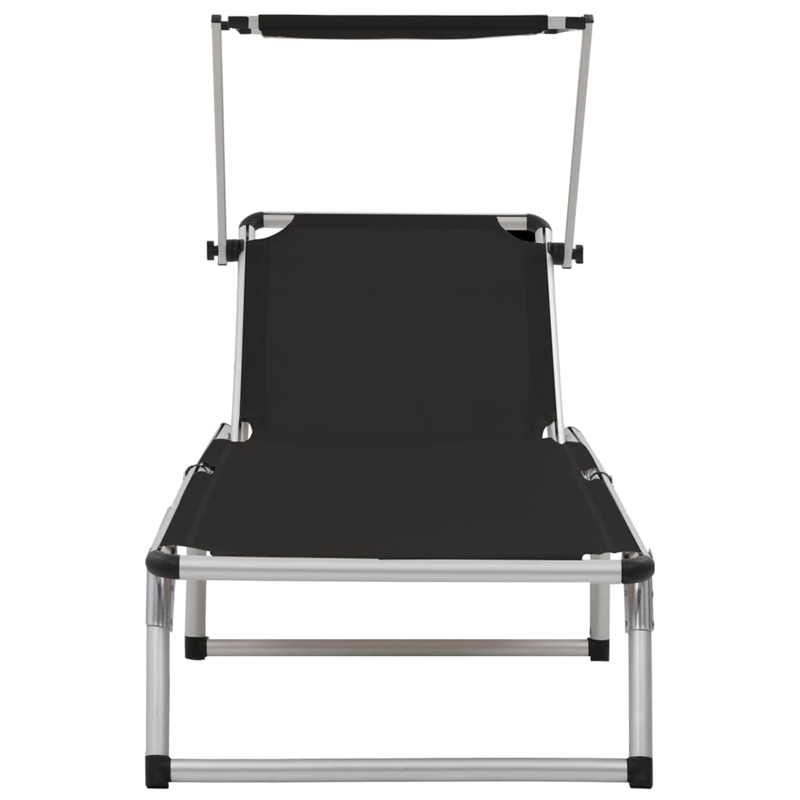 vidaXL Foldable Sun Lounger in Black