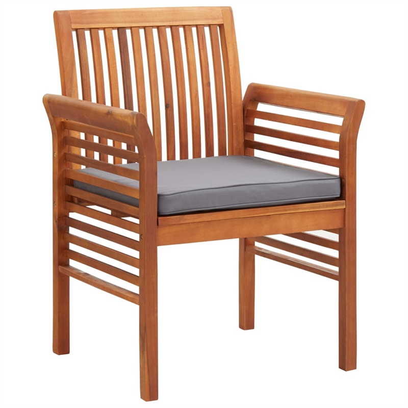 vidaXL Dining Chair in Brown Frame and Dark Grey Cushion (Set of 2)