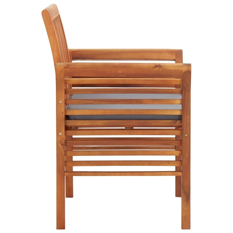 vidaXL Dining Chair in Brown Frame and Dark Grey Cushion (Set of 2)