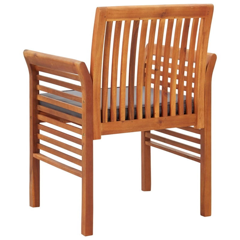 vidaXL Dining Chair in Brown Frame and Dark Grey Cushion (Set of 2)