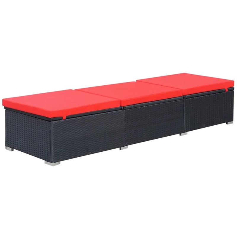 vidaXL Powder-Coated Steel Sun Lounger in Black/Red