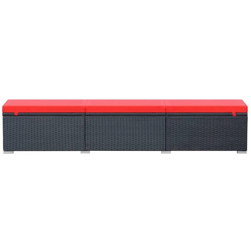vidaXL Powder-Coated Steel Sun Lounger in Black/Red