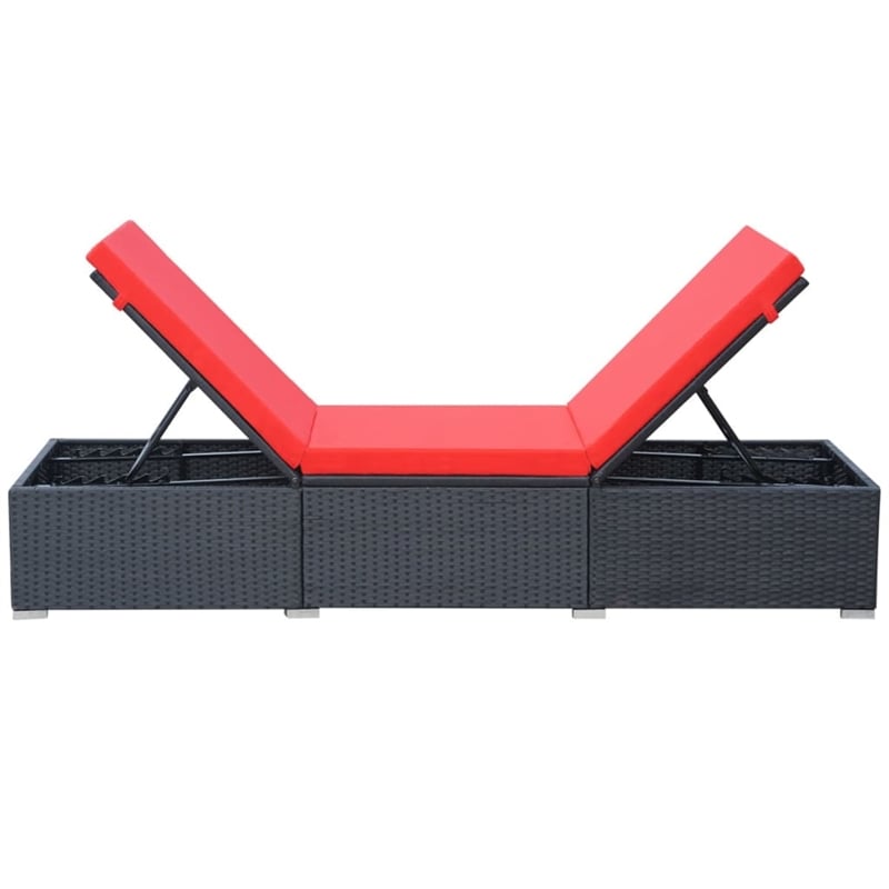 vidaXL Powder-Coated Steel Sun Lounger in Black/Red