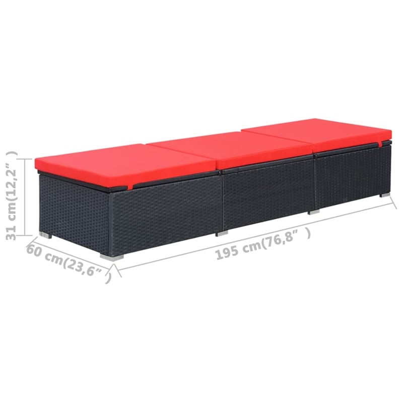 vidaXL Powder-Coated Steel Sun Lounger in Black/Red