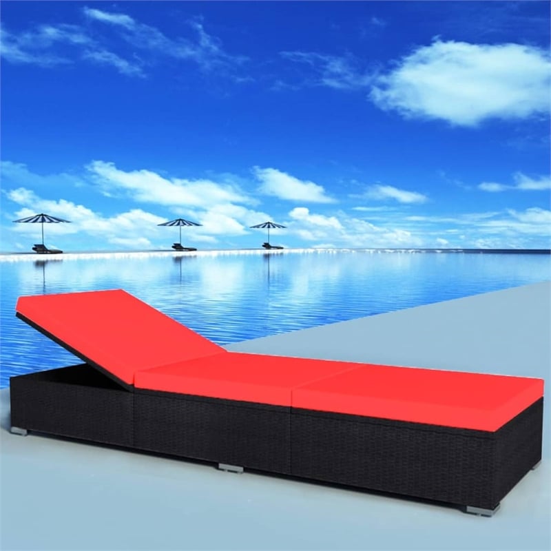 vidaXL Powder-Coated Steel Sun Lounger in Black/Red