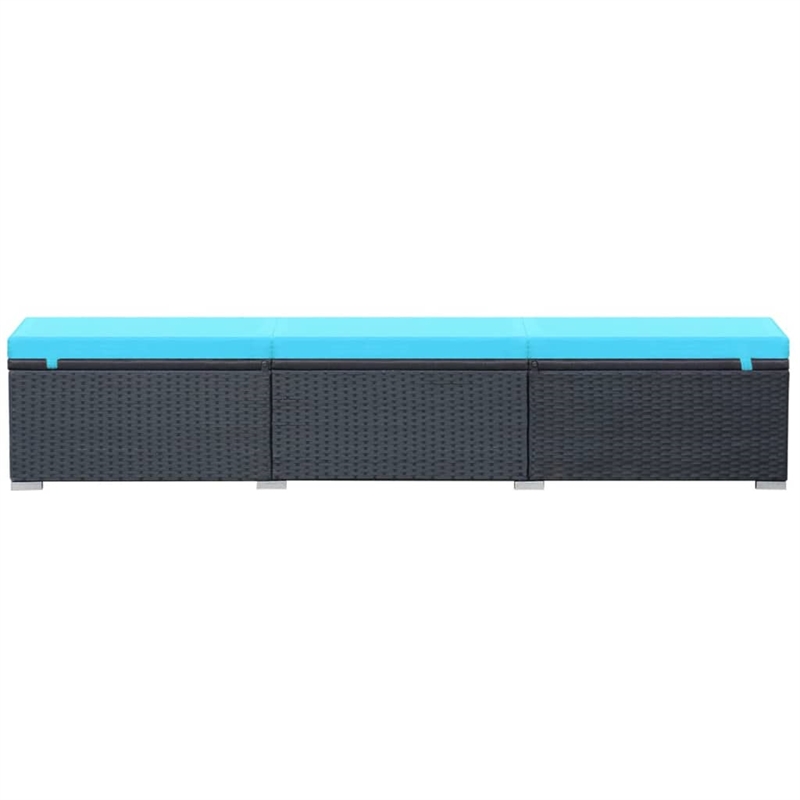 vidaXL Powder-Coated Steel Sun Lounger in Black/Blue