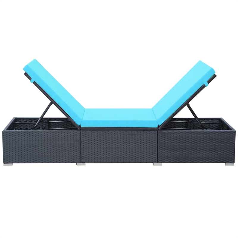 vidaXL Powder-Coated Steel Sun Lounger in Black/Blue
