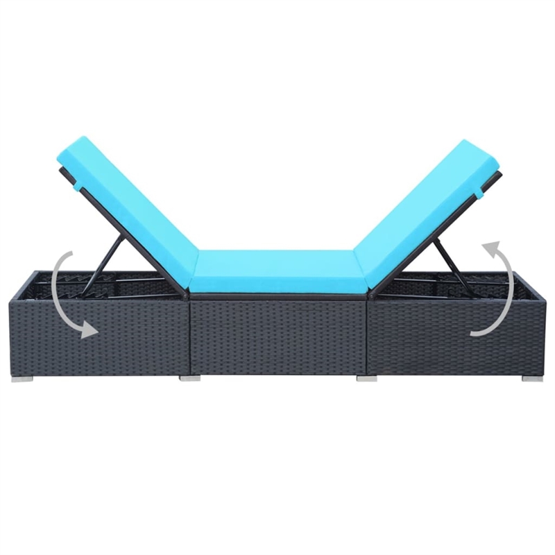 vidaXL Powder-Coated Steel Sun Lounger in Black/Blue