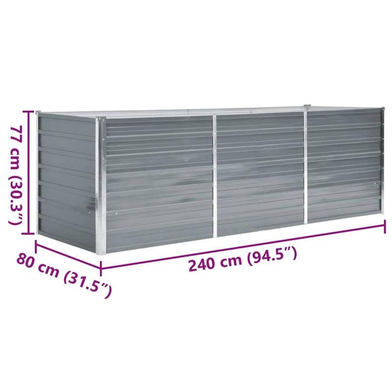vidaXL Steel Raised Garden Bed in Gray