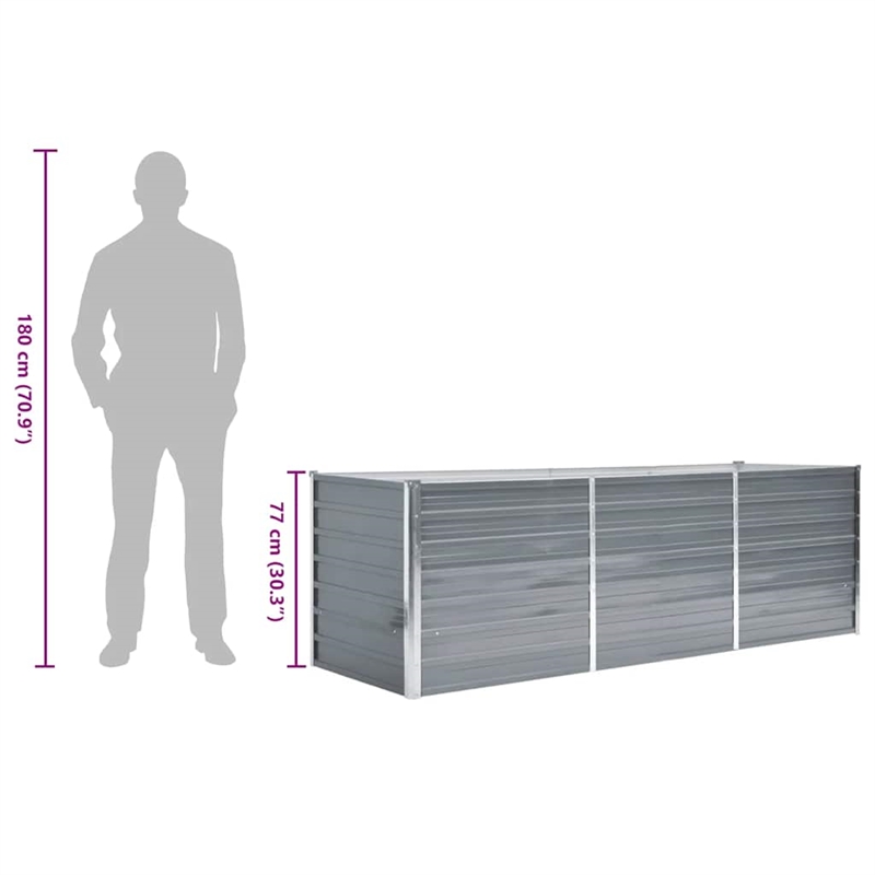 vidaXL Steel Raised Garden Bed in Gray