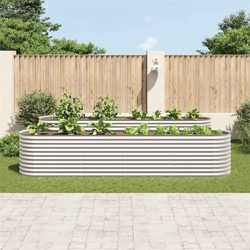 vidaXL Large Galvanized Steel Raised Garden Bed in Silver
