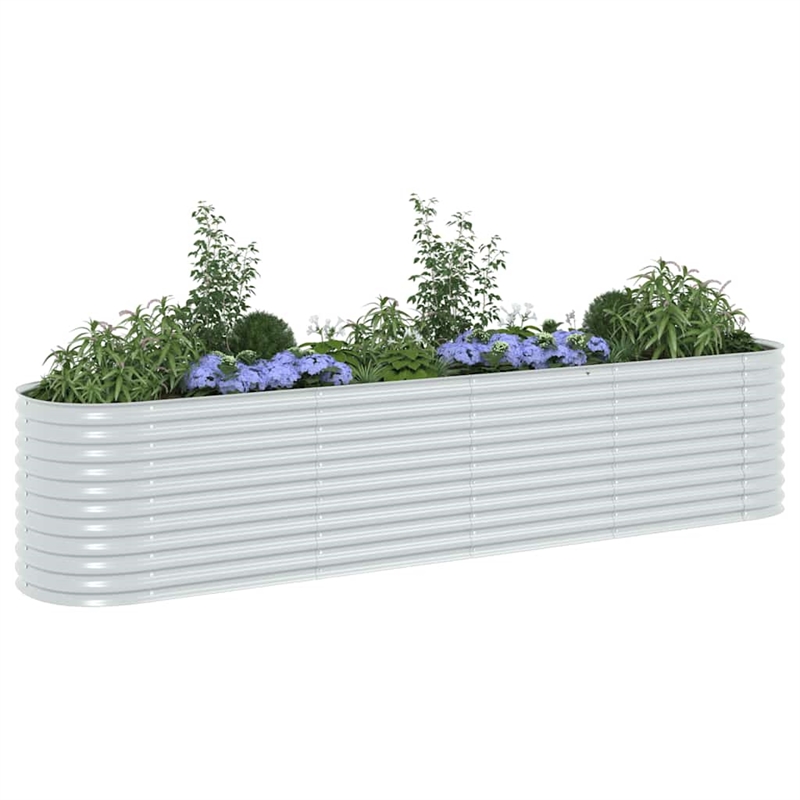vidaXL Large Galvanized Steel Raised Garden Bed in Silver