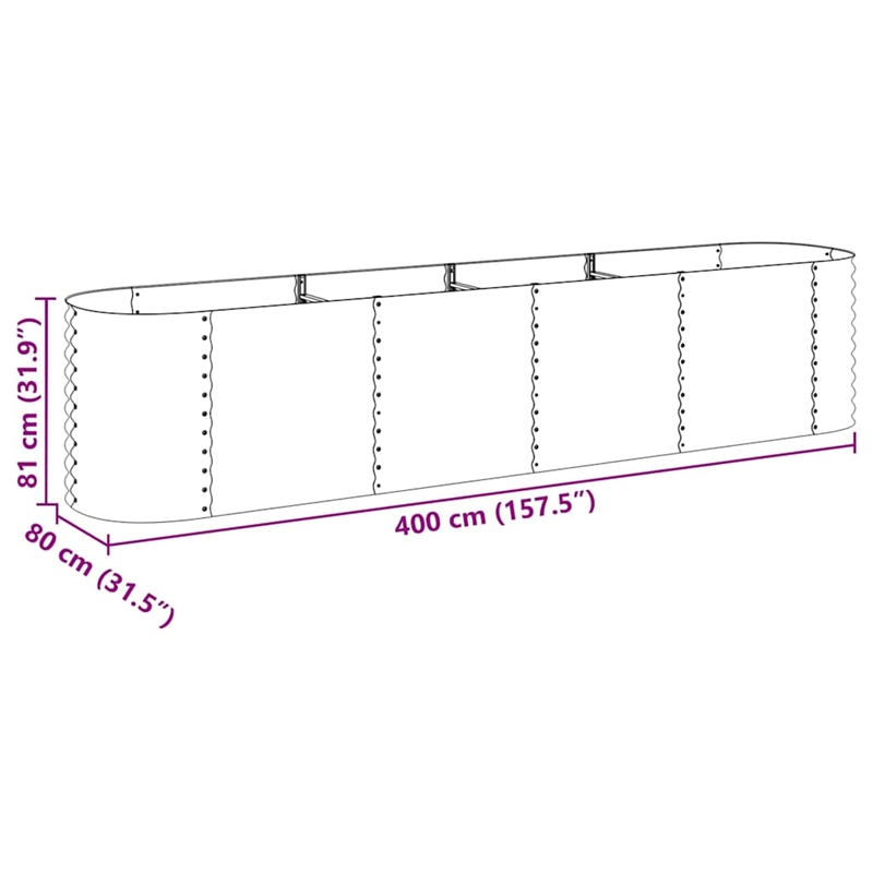vidaXL Large Galvanized Steel Raised Garden Bed in Silver