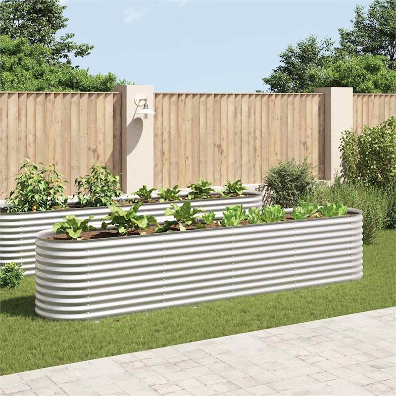 vidaXL Large Galvanized Steel Raised Garden Bed in Silver