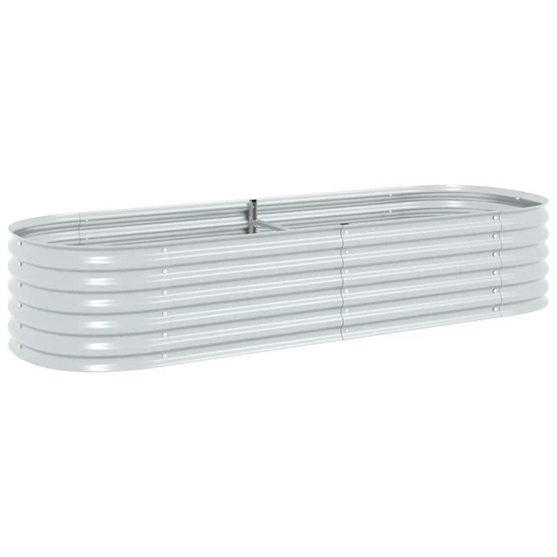 vidaXL Large Galvanized Steel Raised Garden Bed in Silver