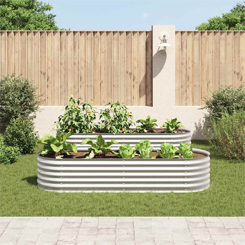 vidaXL Large Galvanized Steel Raised Garden Bed in Silver