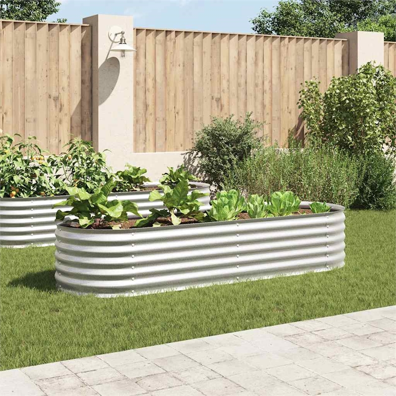 vidaXL Large Galvanized Steel Raised Garden Bed in Silver