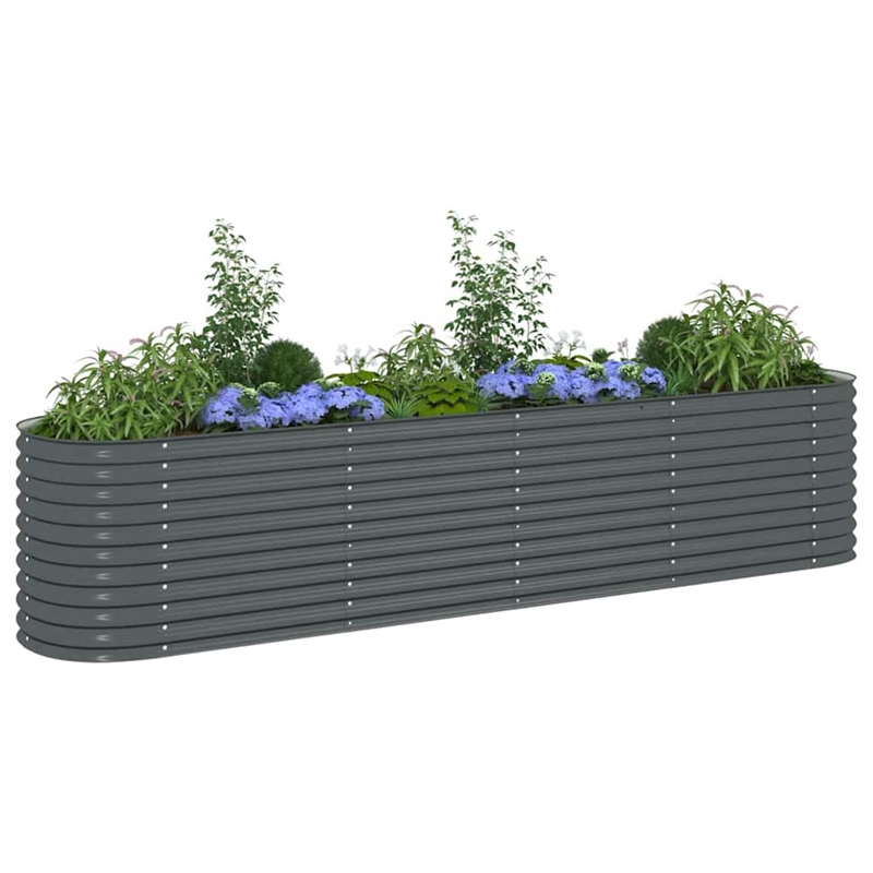 vidaXL Galvanized Steel Raised Garden Bed in Gray