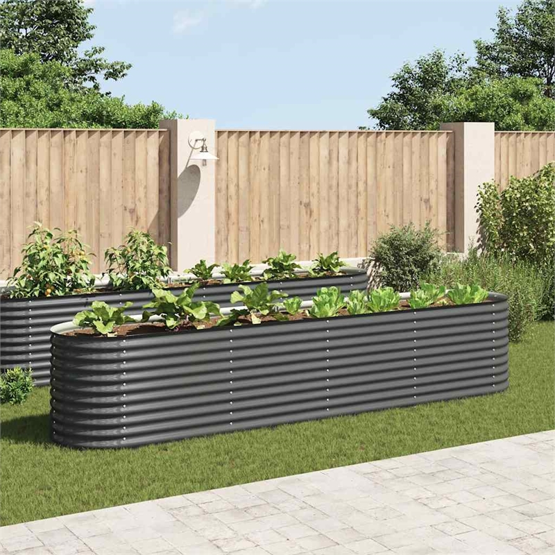 vidaXL Galvanized Steel Raised Garden Bed in Gray