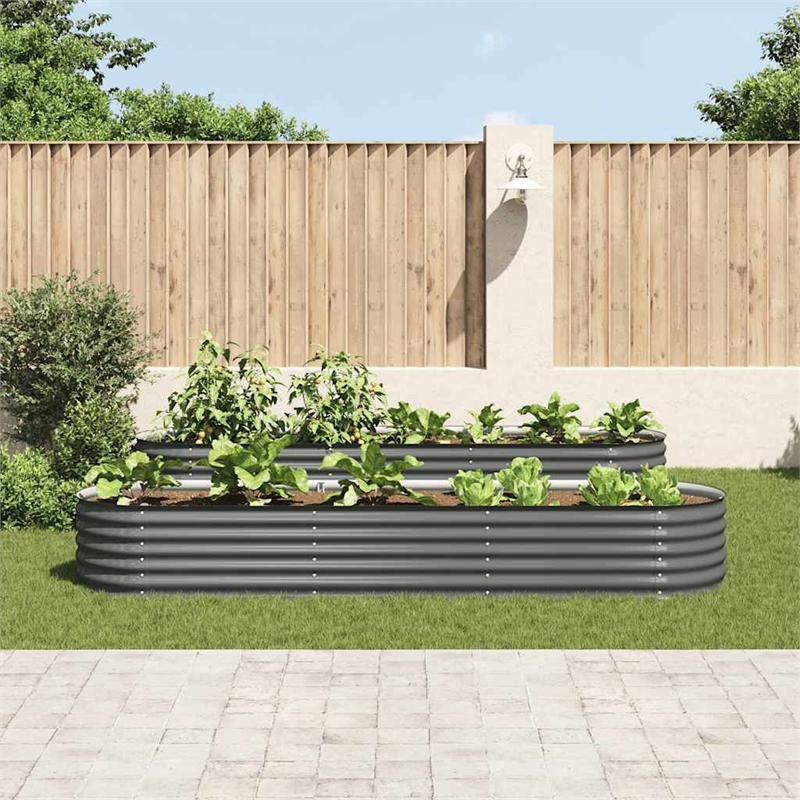 vidaXL Large Galvanized Steel Raised Garden Bed in Gray