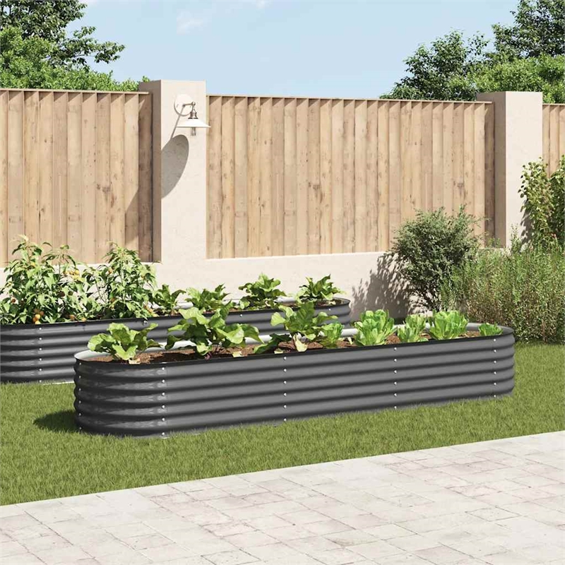 vidaXL Large Galvanized Steel Raised Garden Bed in Gray