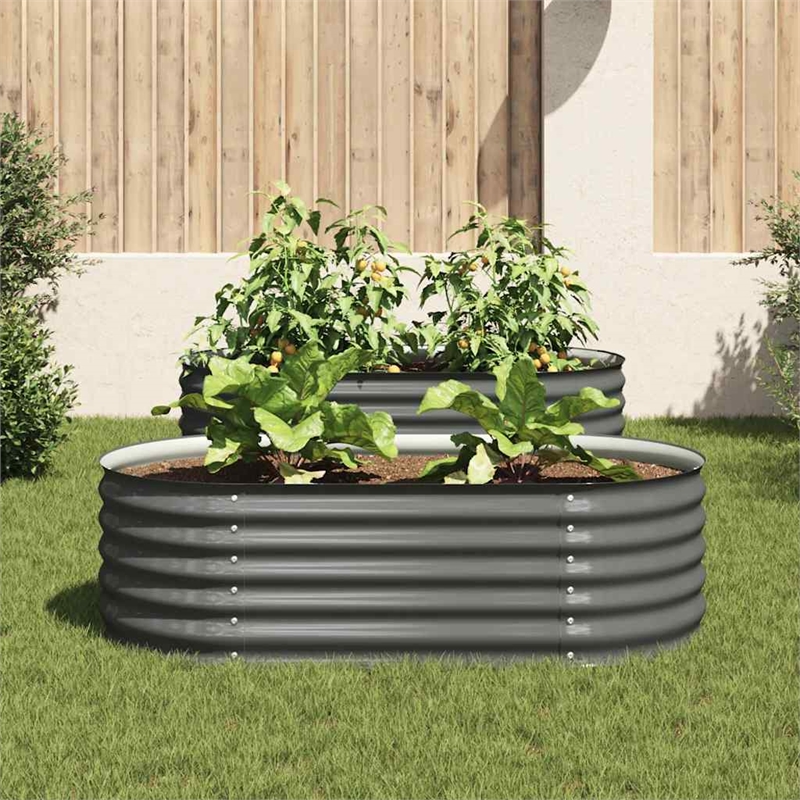 vidaXL Galvanized Steel Raised Garden Bed in Gray