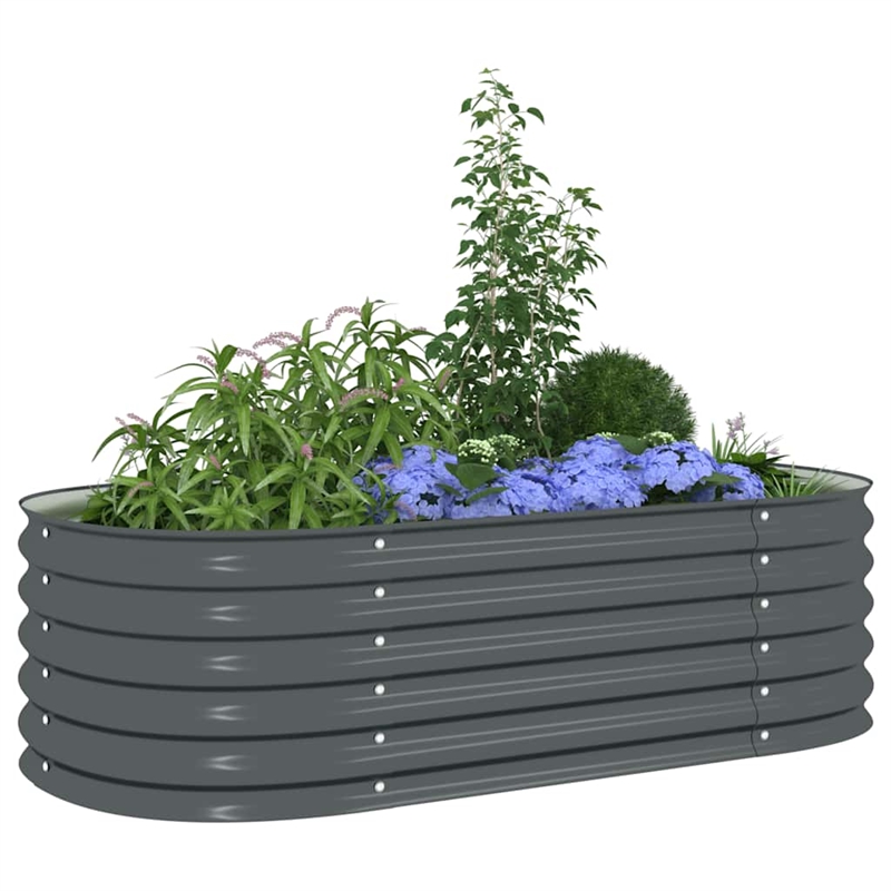 vidaXL Galvanized Steel Raised Garden Bed in Gray