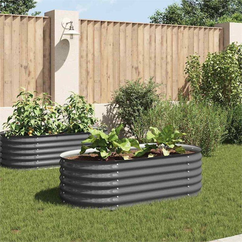 vidaXL Galvanized Steel Raised Garden Bed in Gray