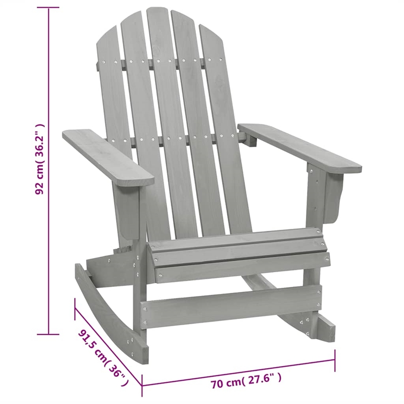 vidaXL Hardwood Standard Durable Garden Rocking Chair in Gray