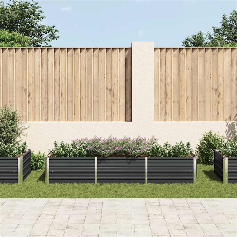 vidaXL Galvanized Steel Raised Garden Bed in Anthracite