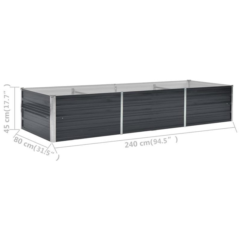 vidaXL Galvanized Steel Raised Garden Bed in Anthracite