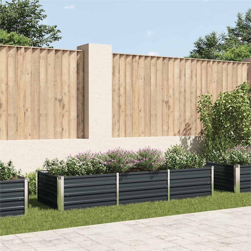 vidaXL Galvanized Steel Raised Garden Bed in Anthracite
