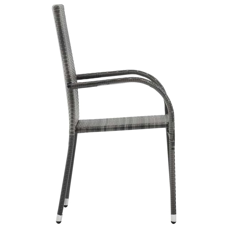 vidaXL Poly Rattan Standard Stackable Dining Chair in Gray (Set of 2)