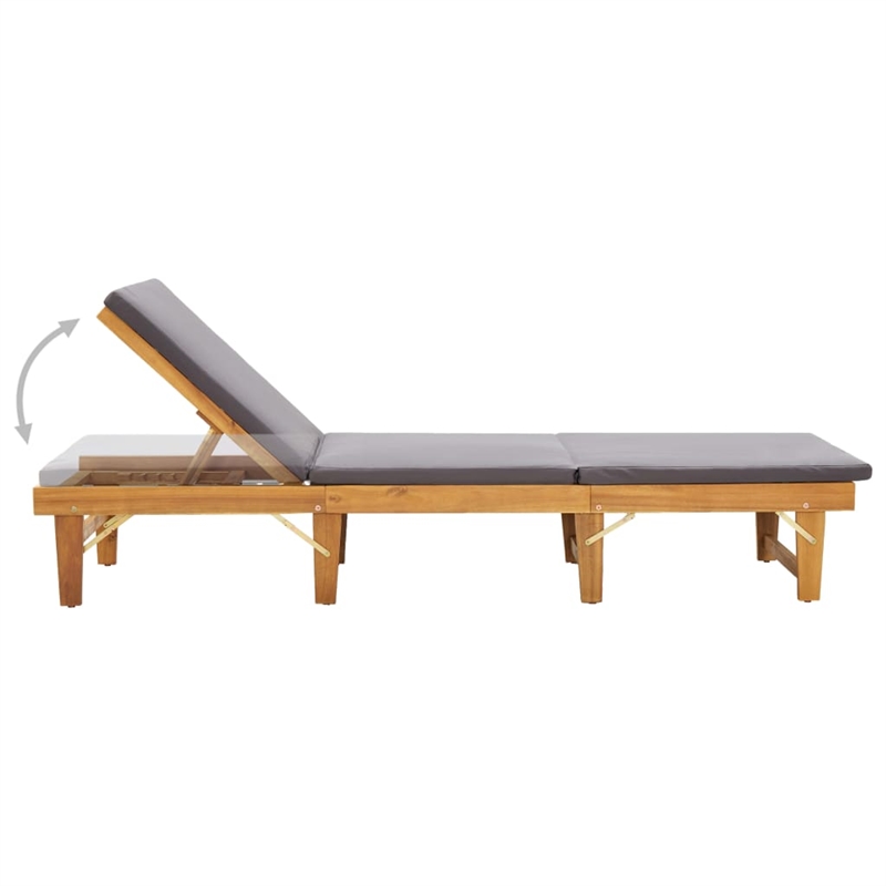 vidaXL Solid Acacia Wood Foldable Sun Lounger in Dark Gray