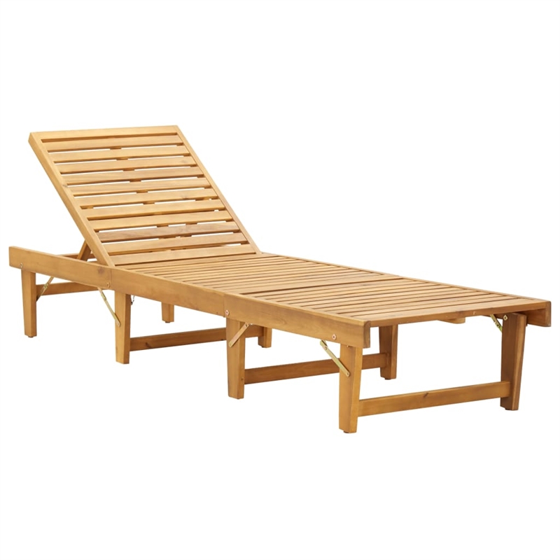 vidaXL Solid Acacia Wood Foldable Sun Lounger in Dark Gray