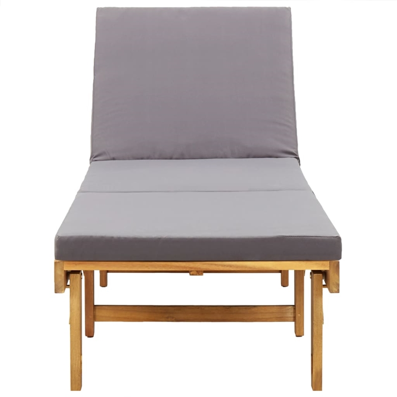 vidaXL Solid Acacia Wood Foldable Sun Lounger in Dark Gray