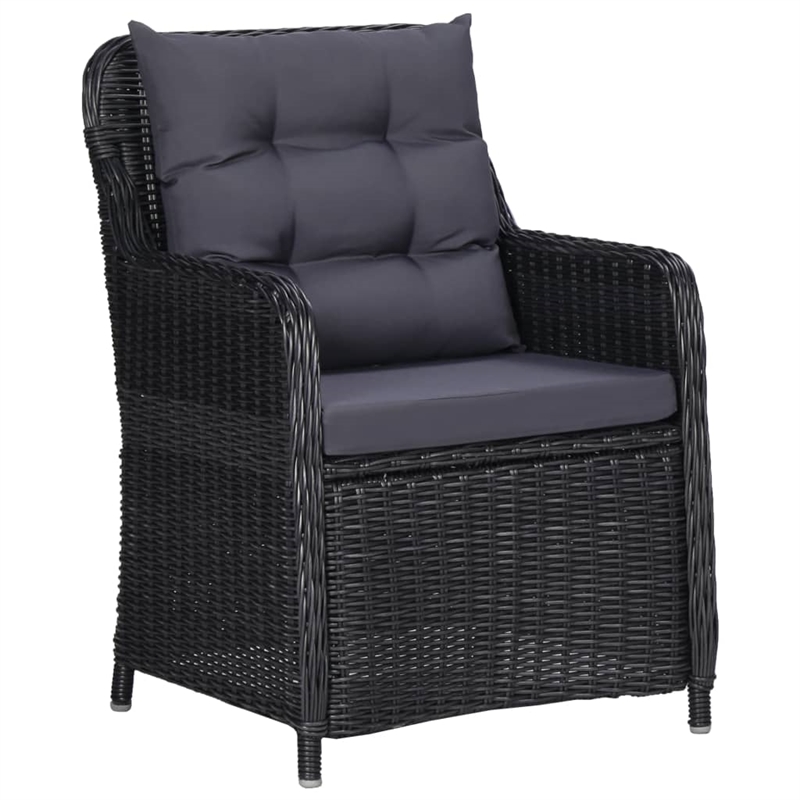 vidaXL Rattan Chair in Black and Dark Gray (Set of 2)