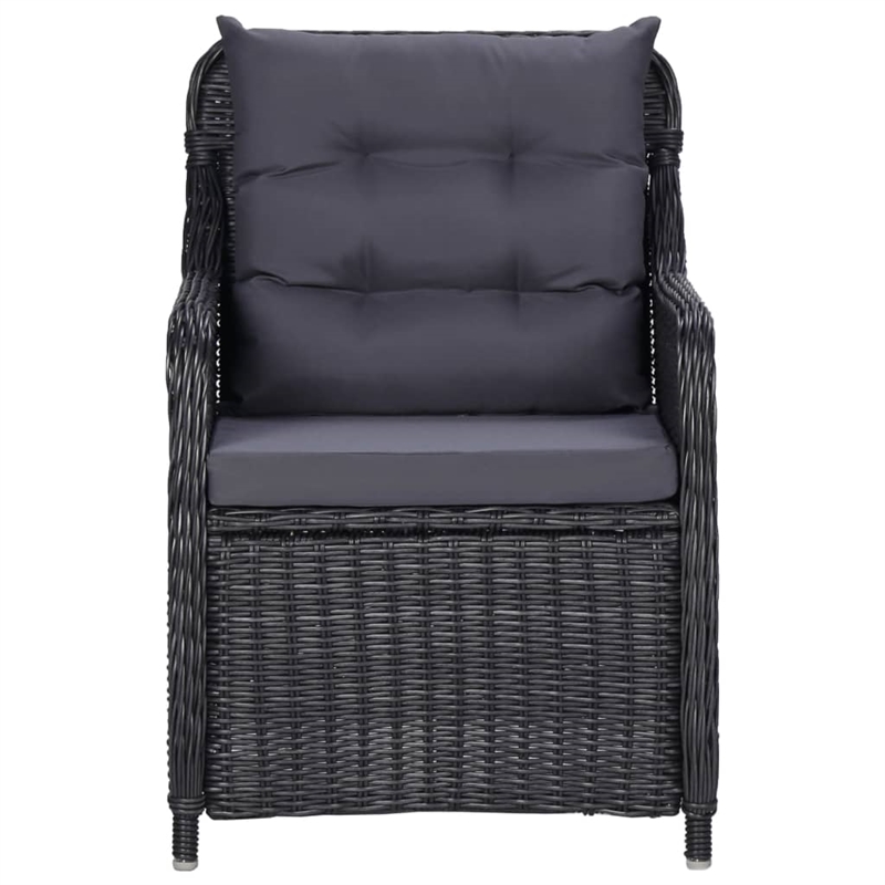 vidaXL Rattan Chair in Black and Dark Gray (Set of 2)