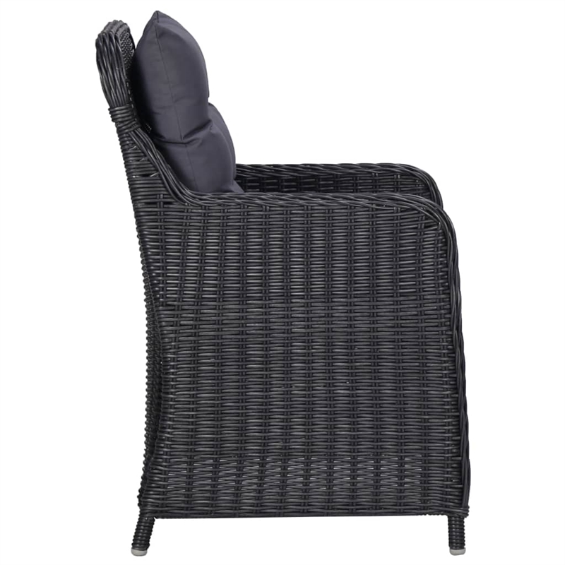 vidaXL Rattan Chair in Black and Dark Gray (Set of 2)