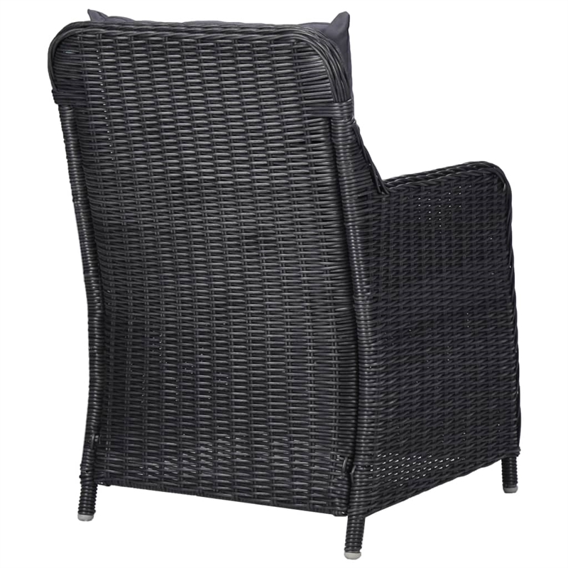 vidaXL Rattan Chair in Black and Dark Gray (Set of 2)