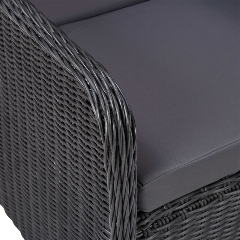 vidaXL Rattan Chair in Black and Dark Gray (Set of 2)