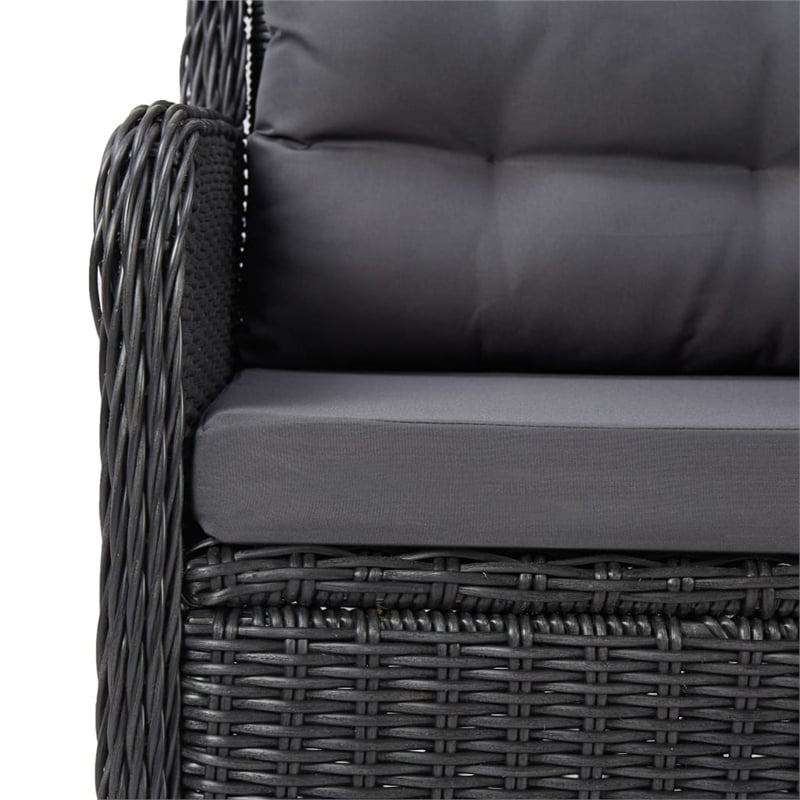 vidaXL Rattan Chair in Black and Dark Gray (Set of 2)